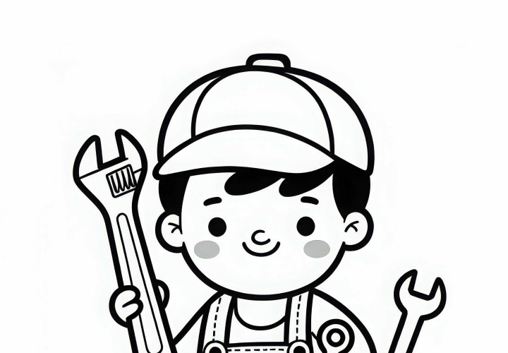 Plantilla de dibujo de mecánico simple gratis