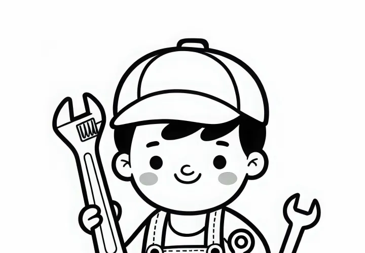 Plantilla de dibujo de mecánico simple gratis
