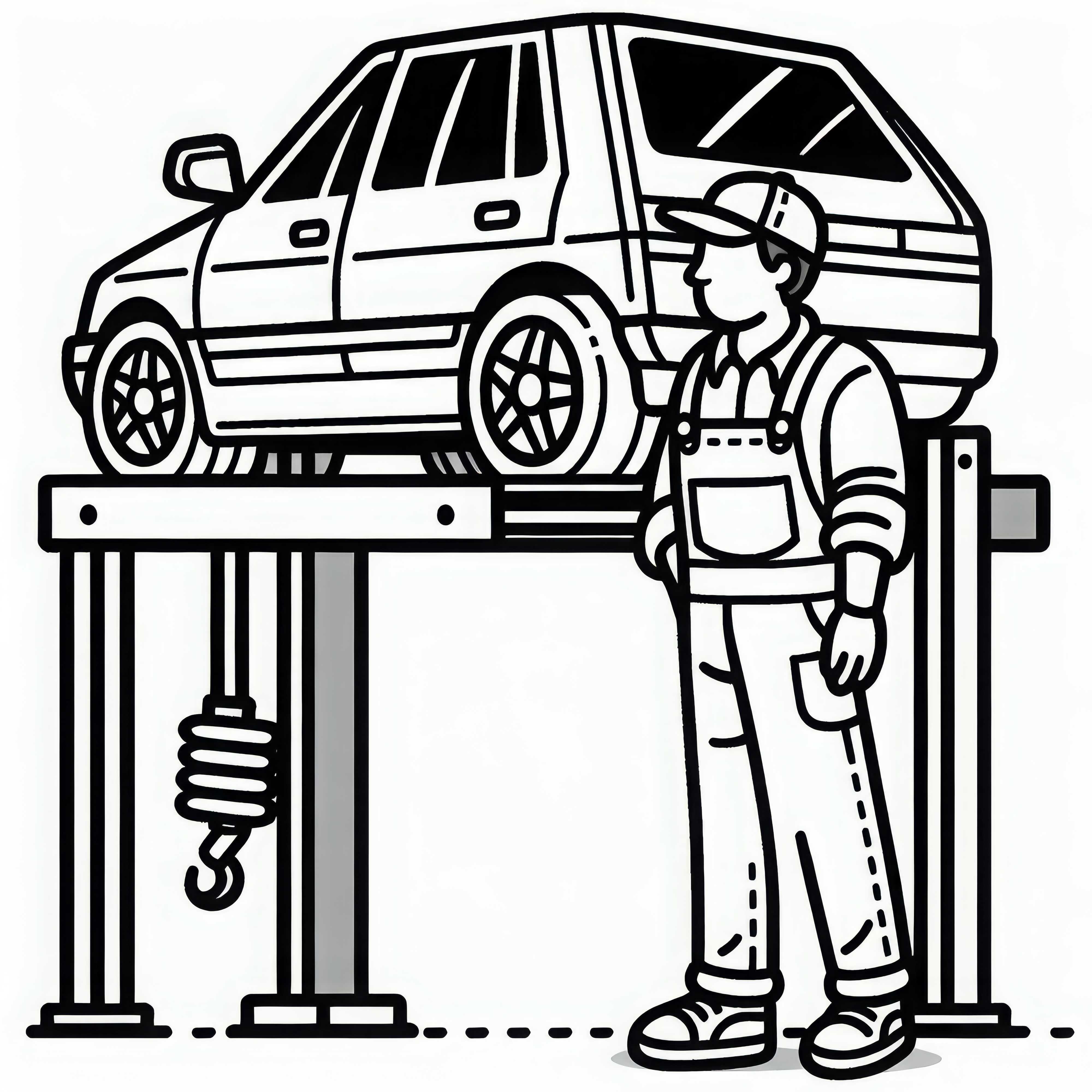 Plataforma elevadora para coches – Dibujo para colorear gratis