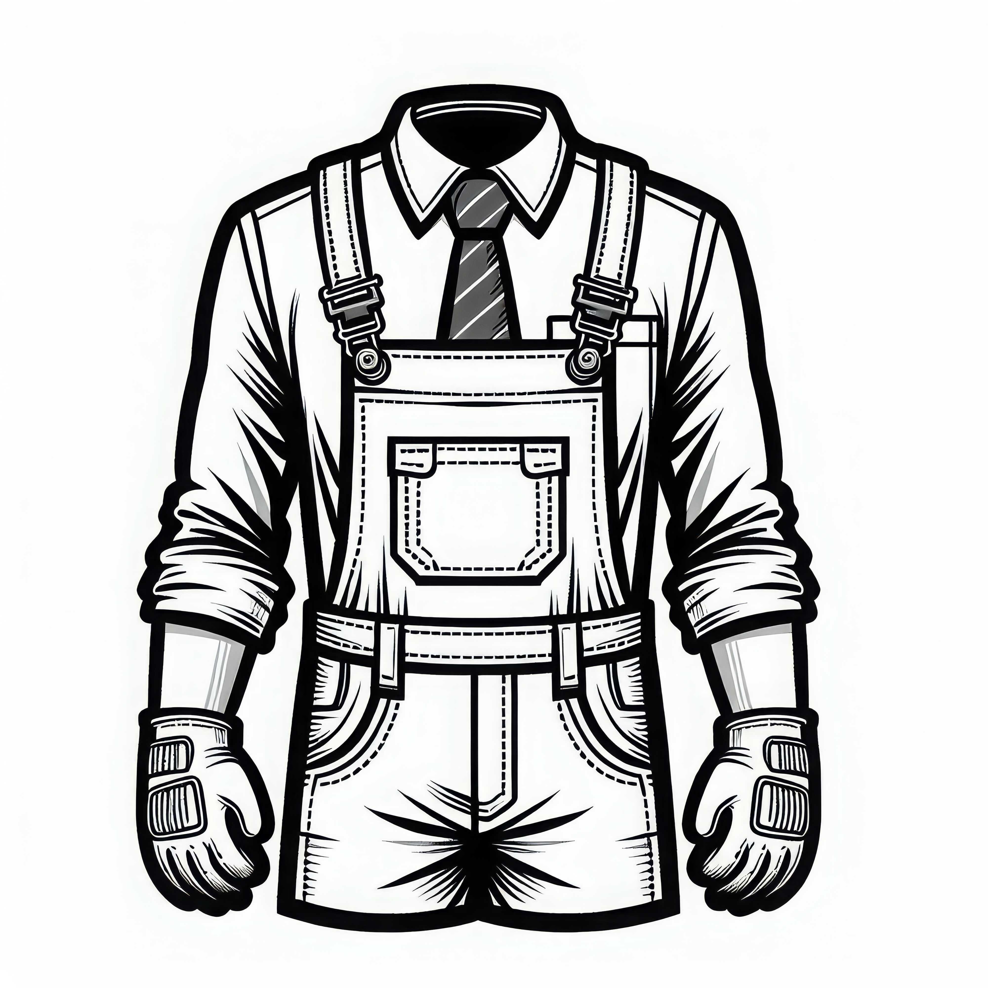 Ropa protectora para mecánicos: Dibujo para colorear de overol y guantes gratis