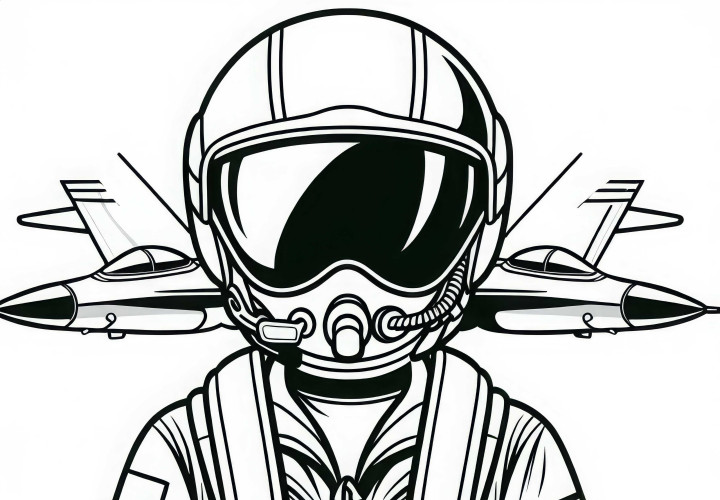 Descargar gratis una imagen para colorear de un piloto de caza