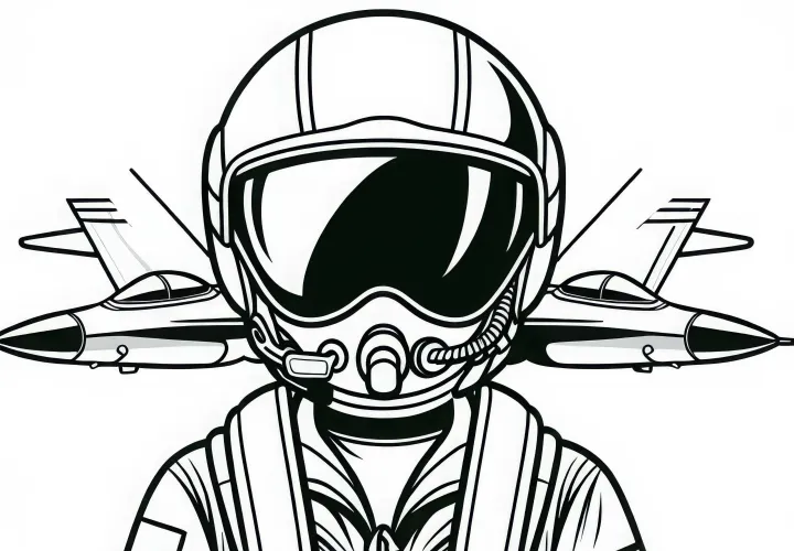 Descargar gratis una imagen para colorear de un piloto de caza