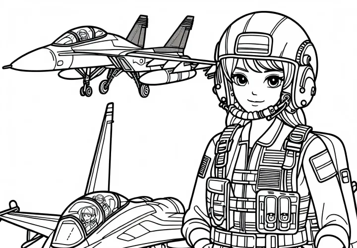 Piloto de caza dibujo para colorear gratis
