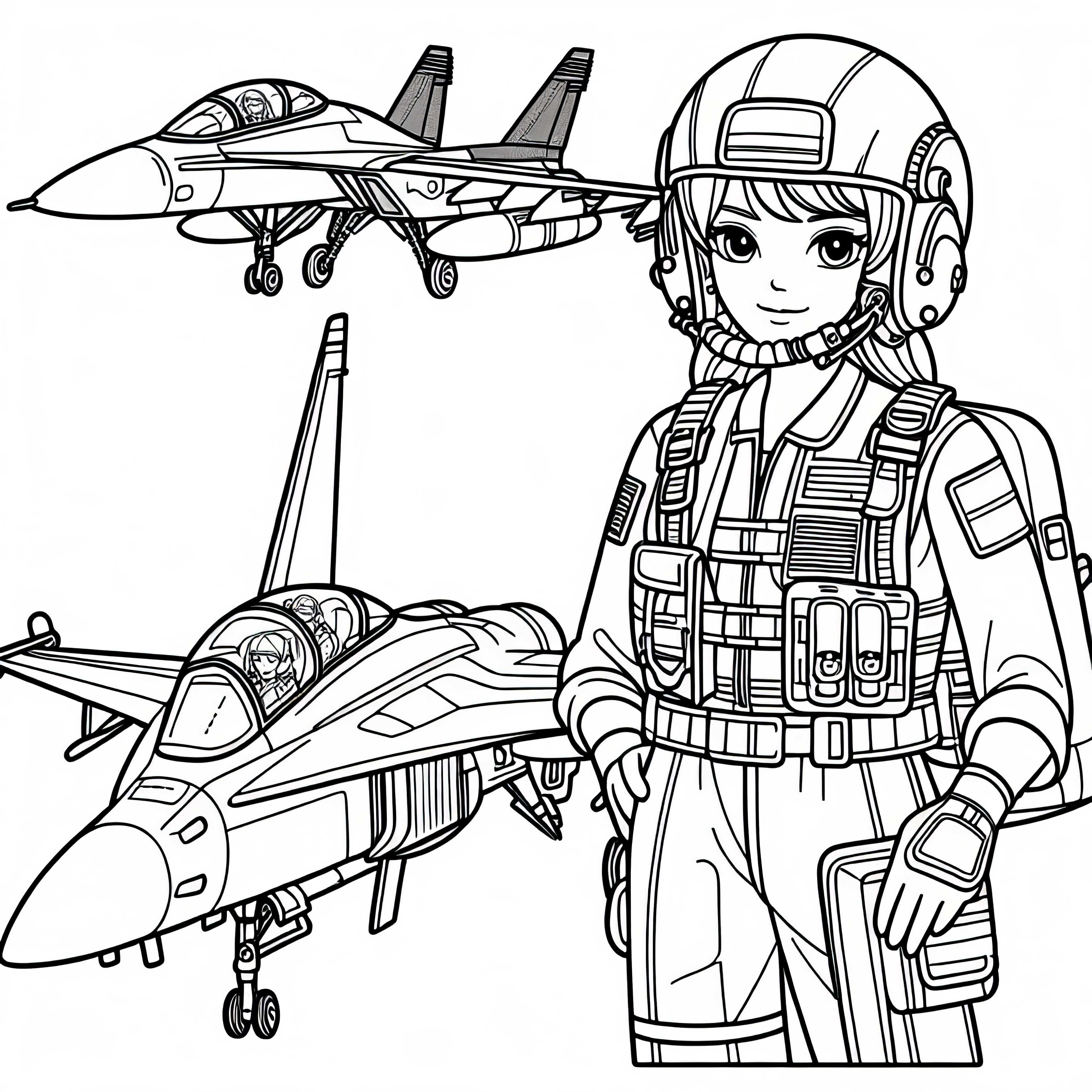 Piloto de caza dibujo para colorear gratis