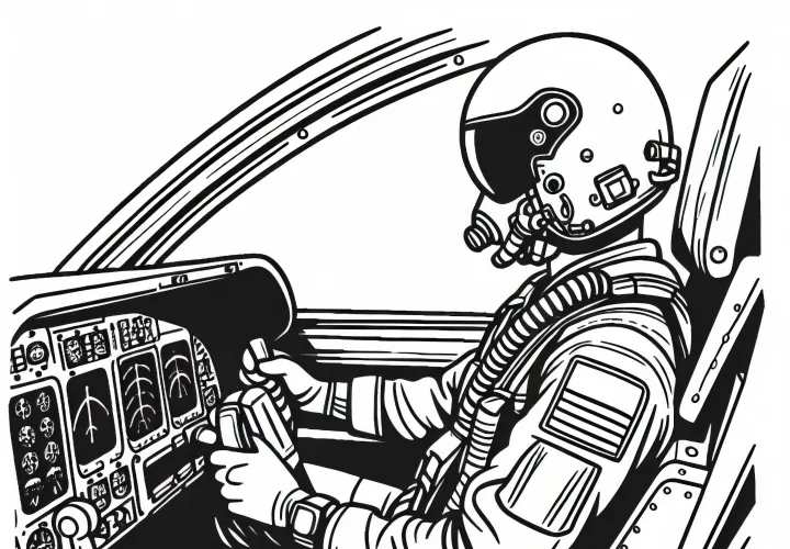Piloto en la cabina de un caza - Dibujo para colorear gratis