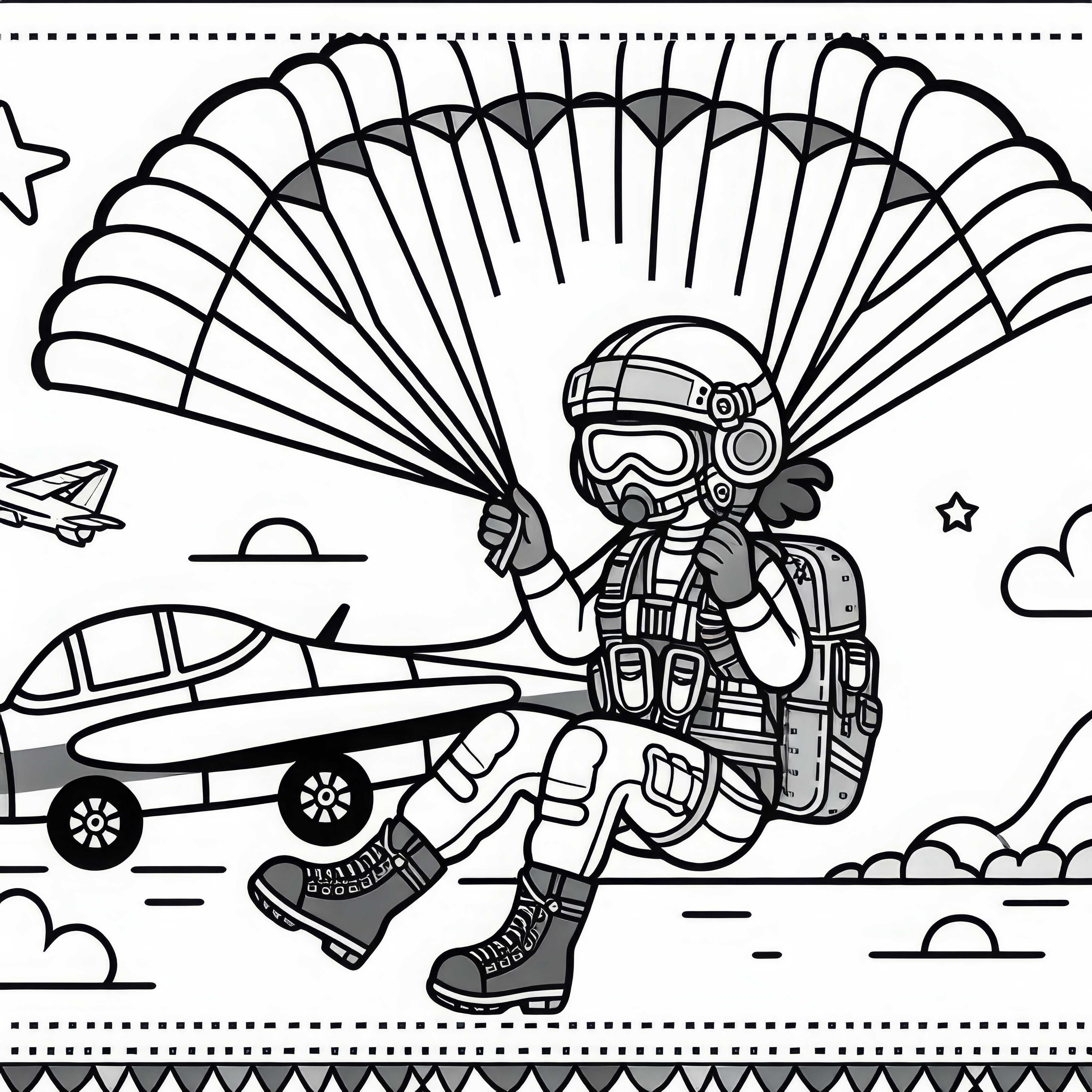 Piloto con paracaídas - Dibujo para colorear gratuito