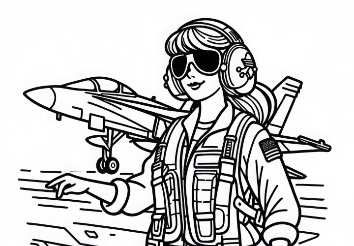 Plantilla de colorear de piloto gratis