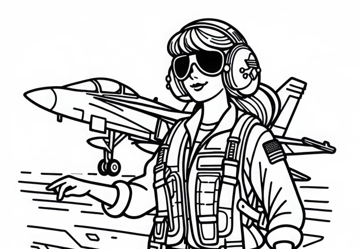 Plantilla de colorear de piloto gratis