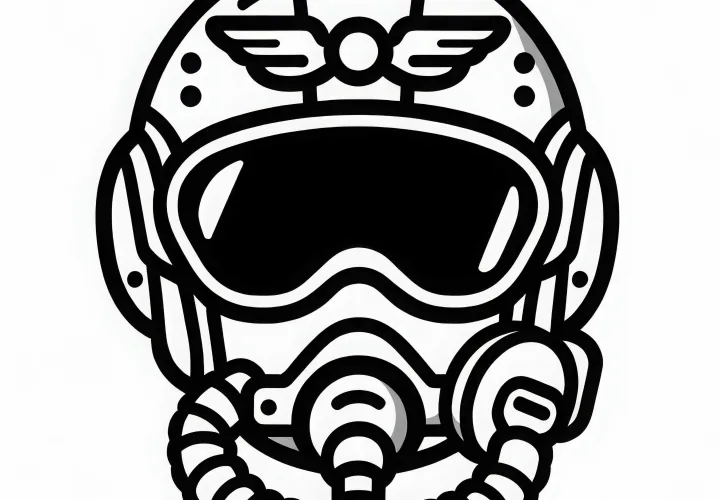 Casco de un piloto de caza para colorear gratis