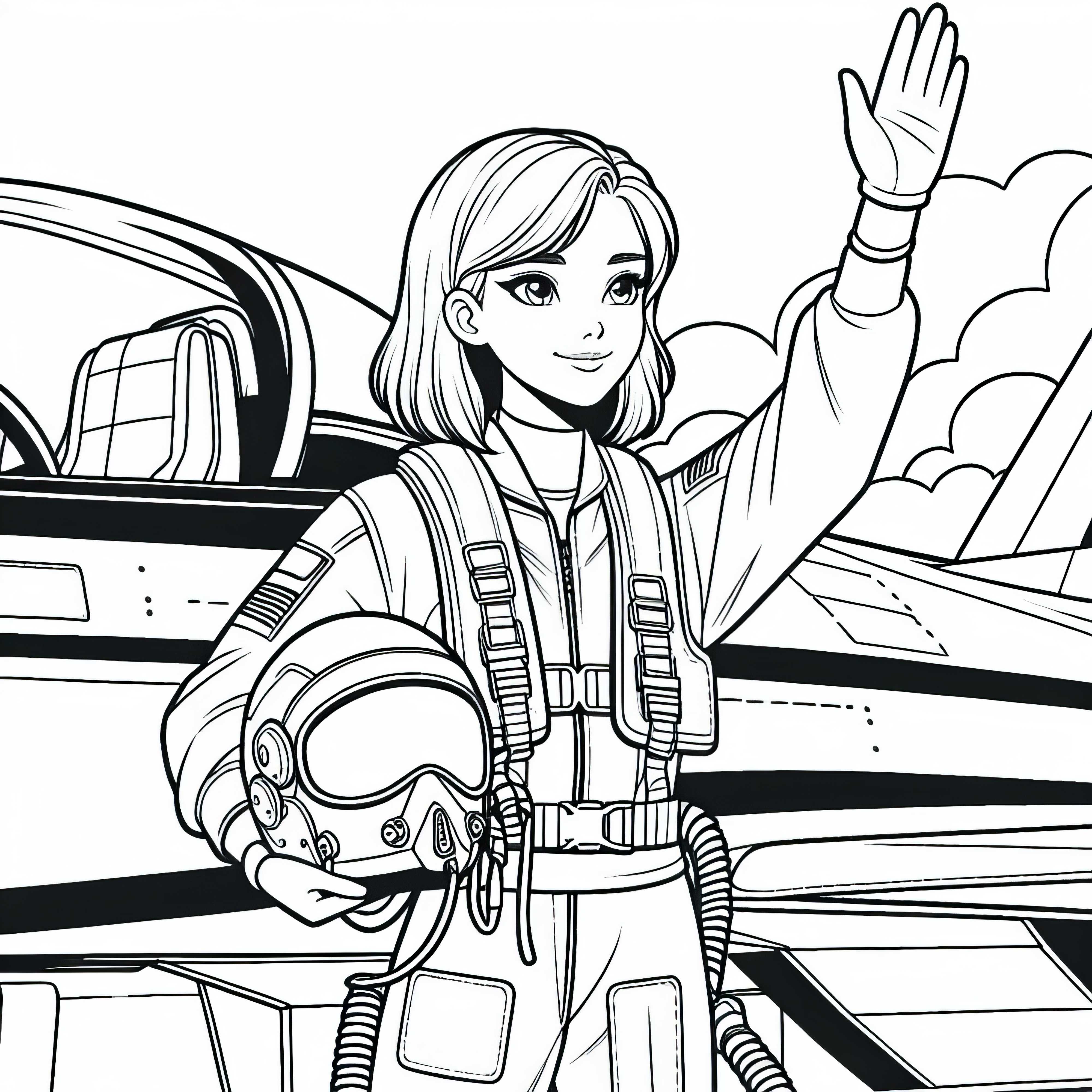 Piloto frente a un jet - Dibujo para colorear gratis para descargar