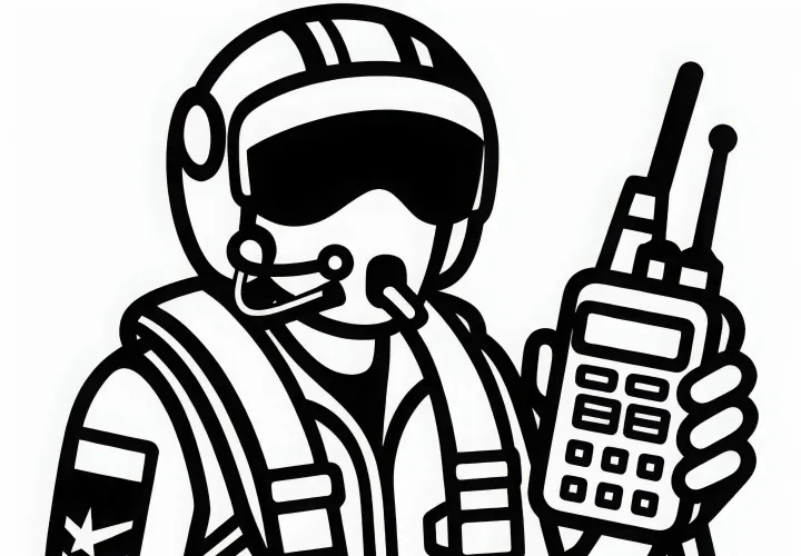 Imagen para colorear de un piloto de caza – Motivo de radio gratis