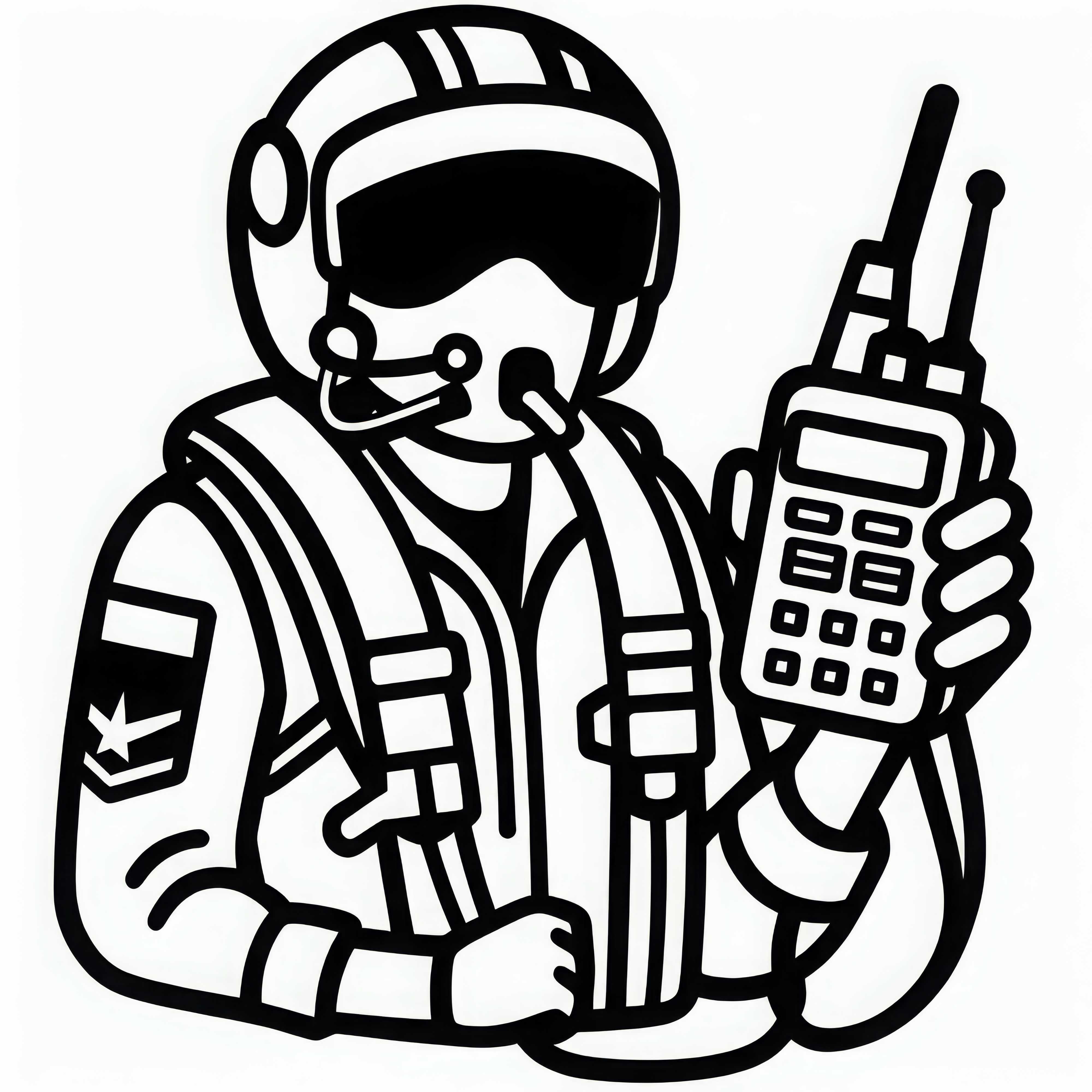 Dibujo para colorear de un piloto de caza - Motivo de radio gratuito