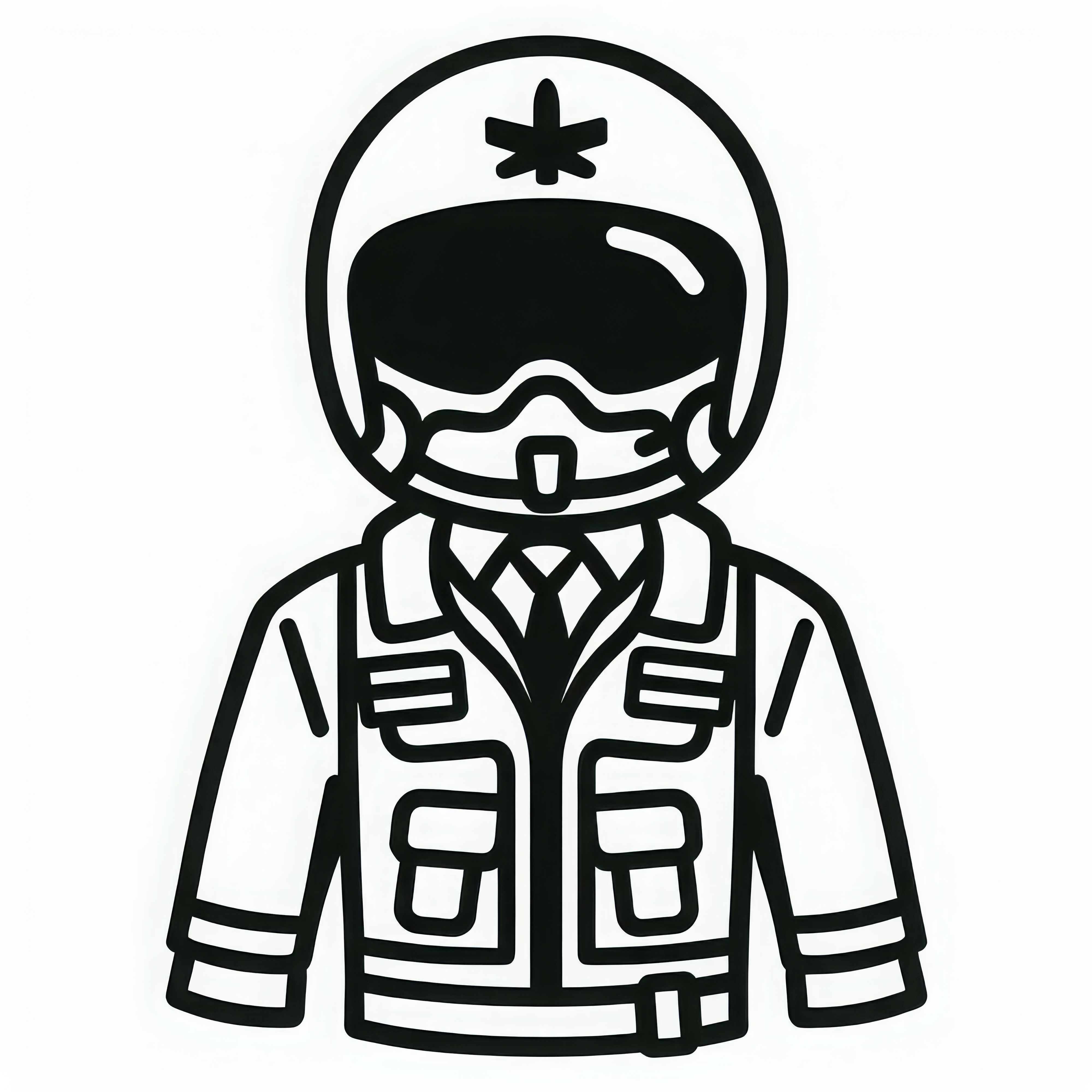 Traje de piloto de caza - Dibujo para colorear fácil de descargar gratis