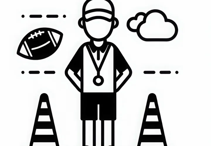 Trainingshütchen für Übungen beim Fußballtraining – Malvorlage kostenlos zum Download