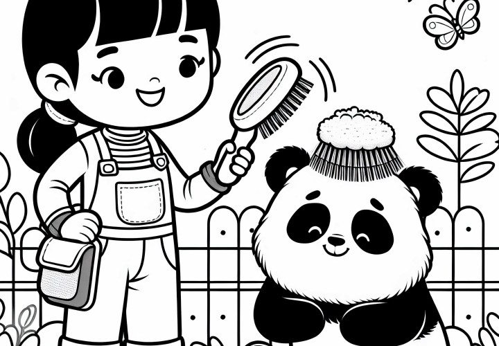 Tierpflegerin bei der Pflege eines Pandas – Ausmalbild einfach kostenlos Tierpflegerin bei der Pflege eines Pandas – Ausmalbild einfach kostenlos