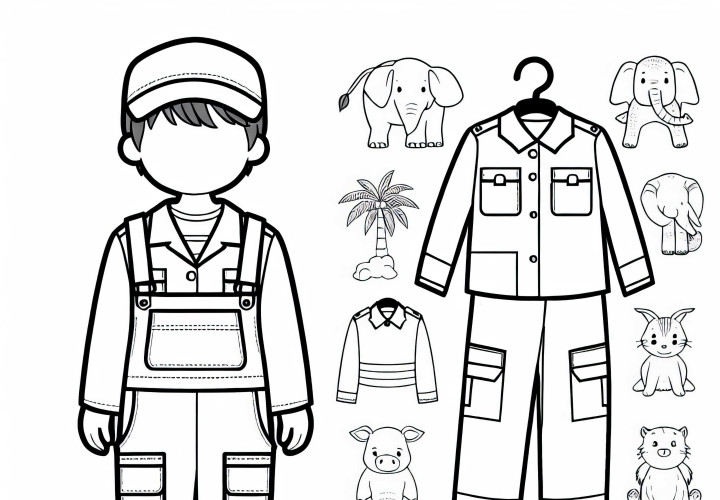 Schutzkleidung für Tierpfleger - Malvorlage gratis Schutzkleidung für Tierpfleger - Malvorlage gratis