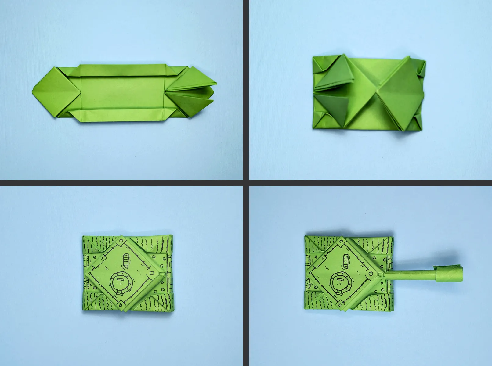 Pabertanki voltimine origamitehnikas: samm-sammult juhend fotodega ja kirjeldusega. Pilt 4