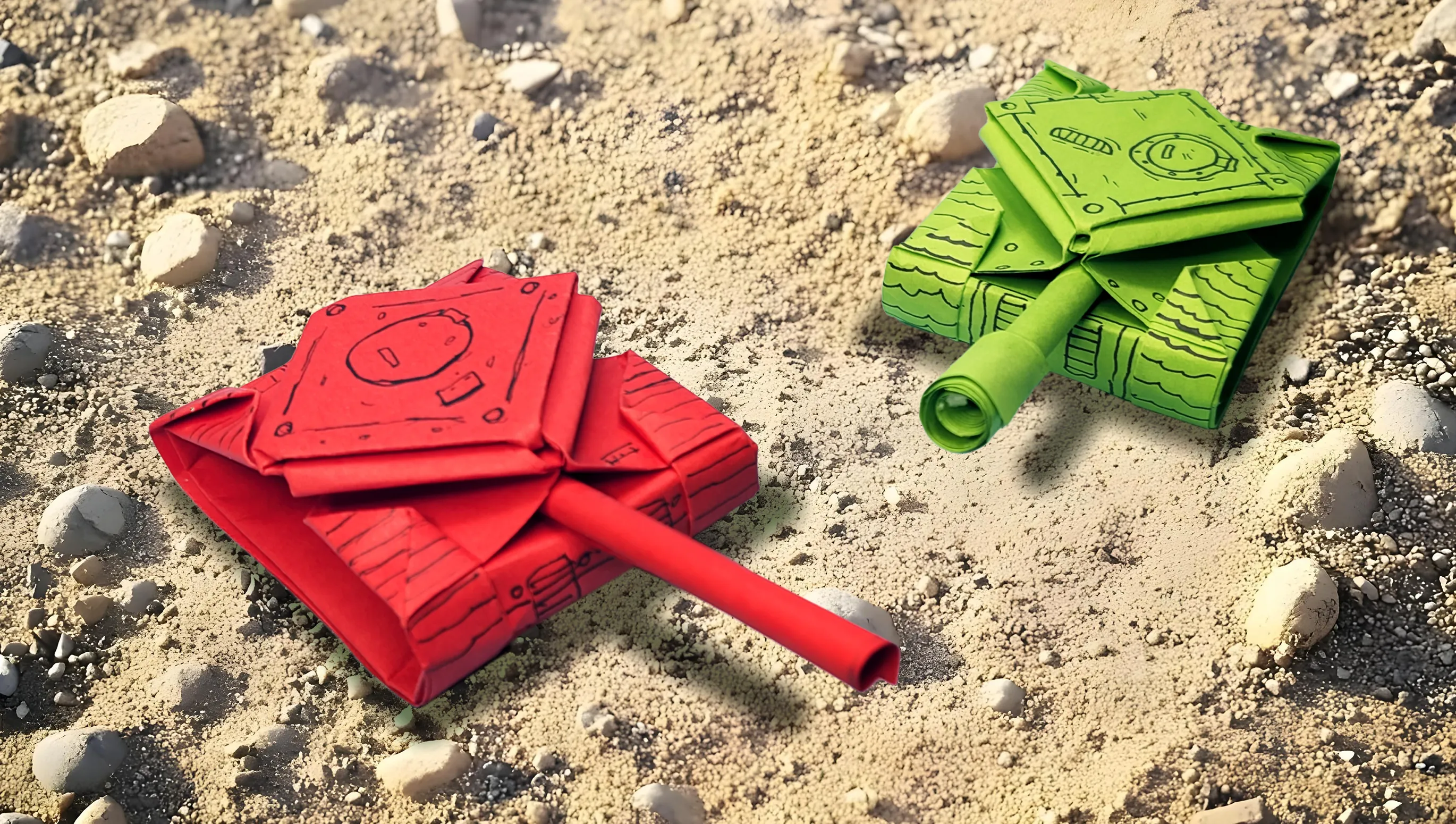 Fold origami tank from paper instructions with photos and video
