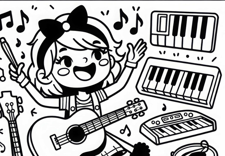 Ausmalbild einer Musikerin – Einfach und Kostenlos Ausmalbild einer Musikerin – Einfach und Kostenlos