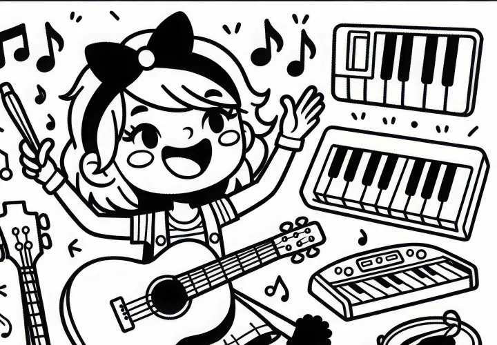 Ausmalbild einer Musikerin – Einfach und Kostenlos