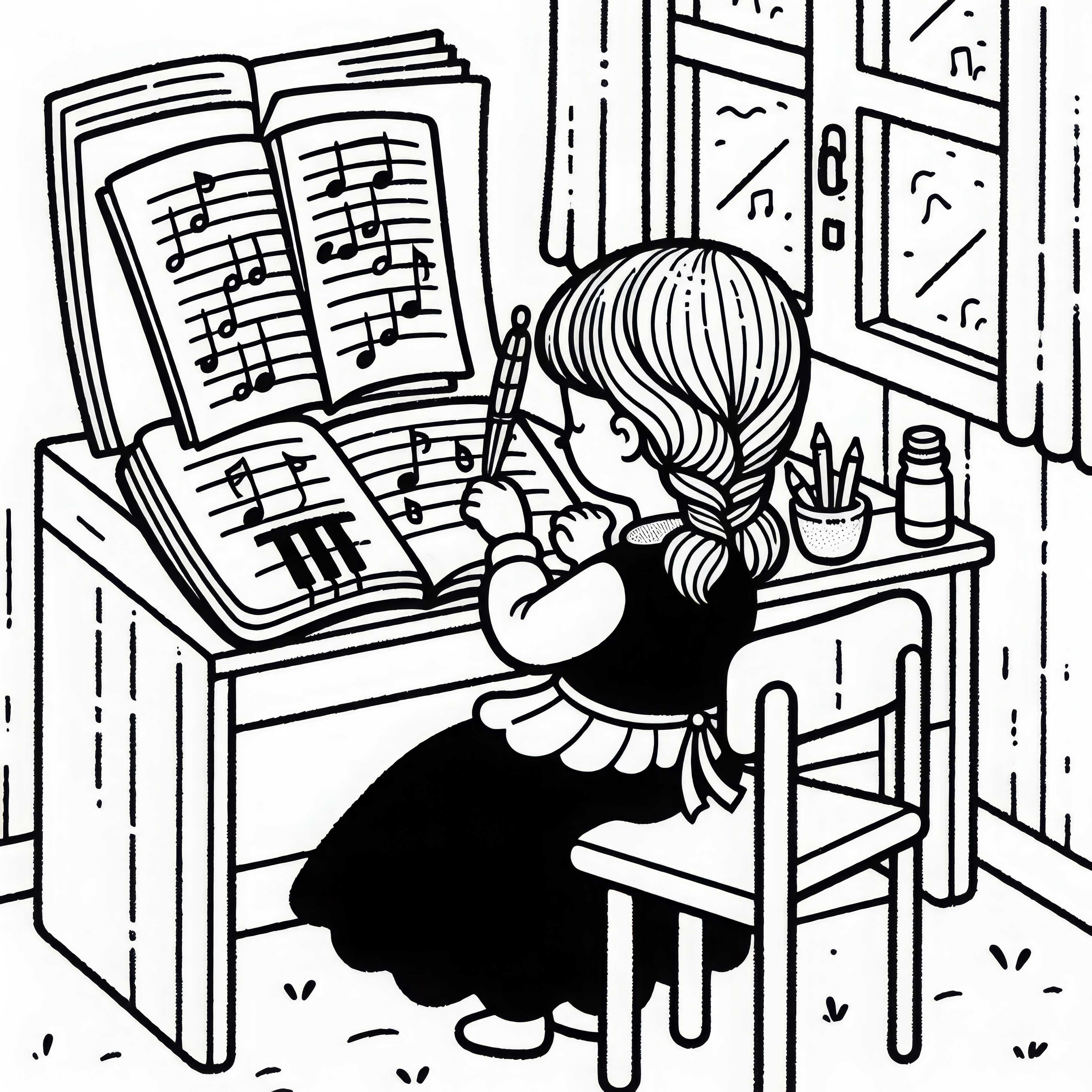 Musikerin Komponiert – Malvorlage Gratis Musikerin Komponiert – Malvorlage Gratis