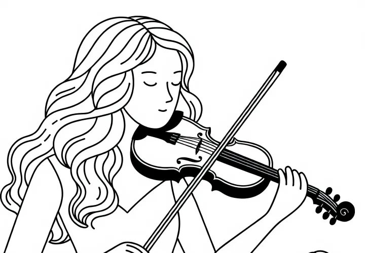 Músico toca el violín - plantilla para colorear gratuita