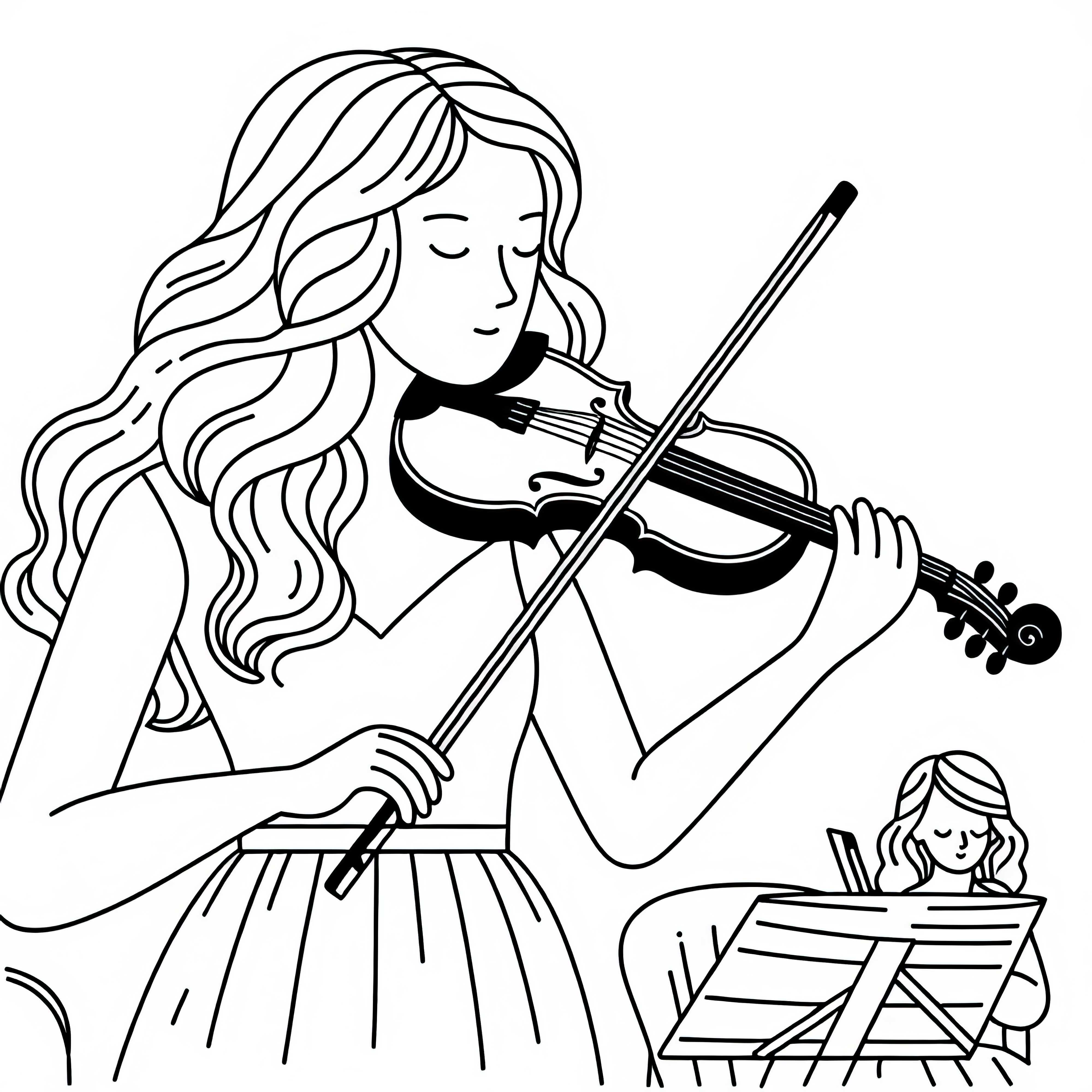 Música juega violín – Plantilla para colorear gratuita