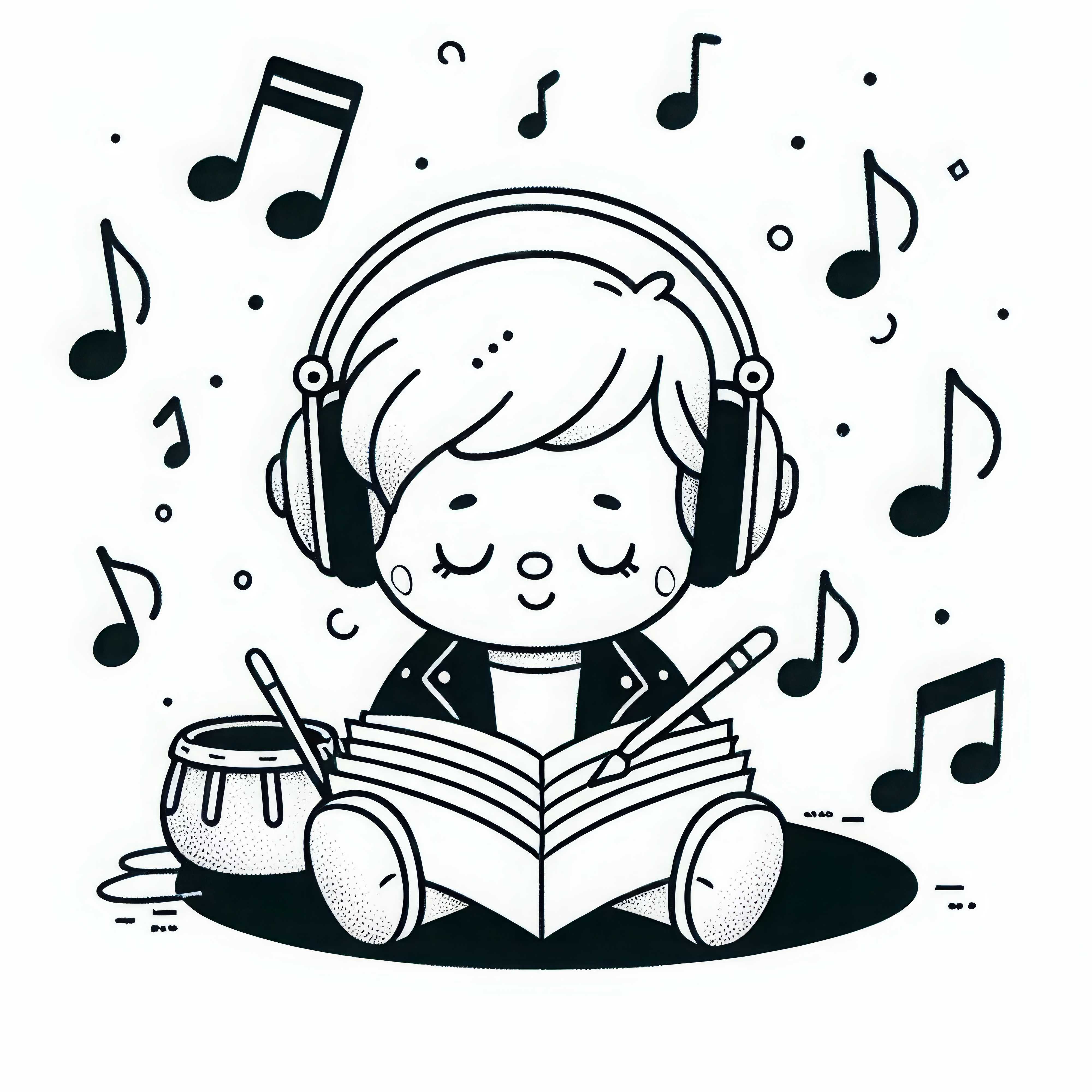 Imagen para colorear de un músico con auriculares – ¡Descárgalo gratis!
