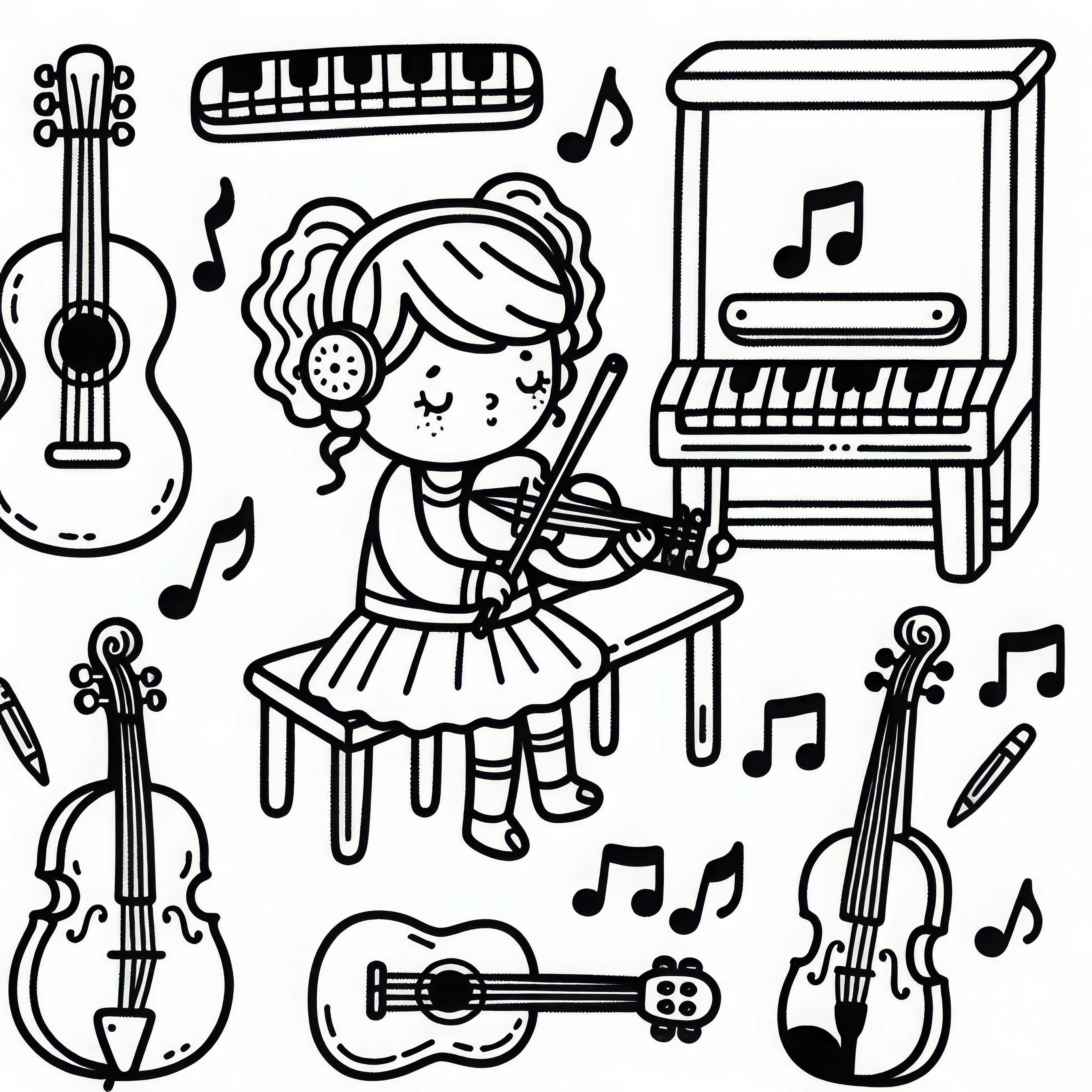 Plantilla para colorear de instrumentos musicales sencilla y gratuita