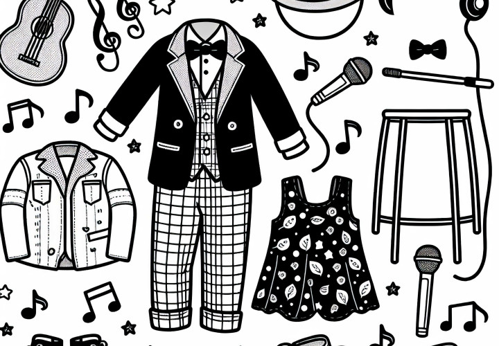 Ropa de concierto para músicos – Plantilla para colorear gratuita para descargar