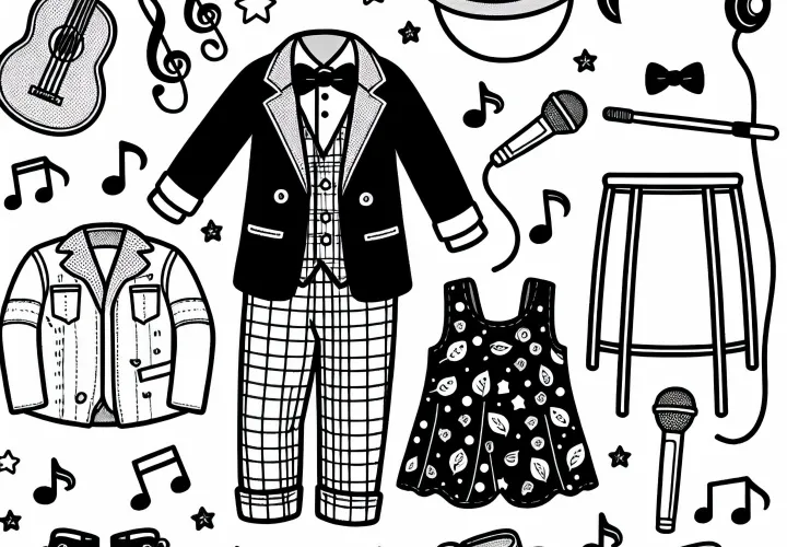 Ropa de concierto para músicos – Plantilla para colorear gratuita para descargar
