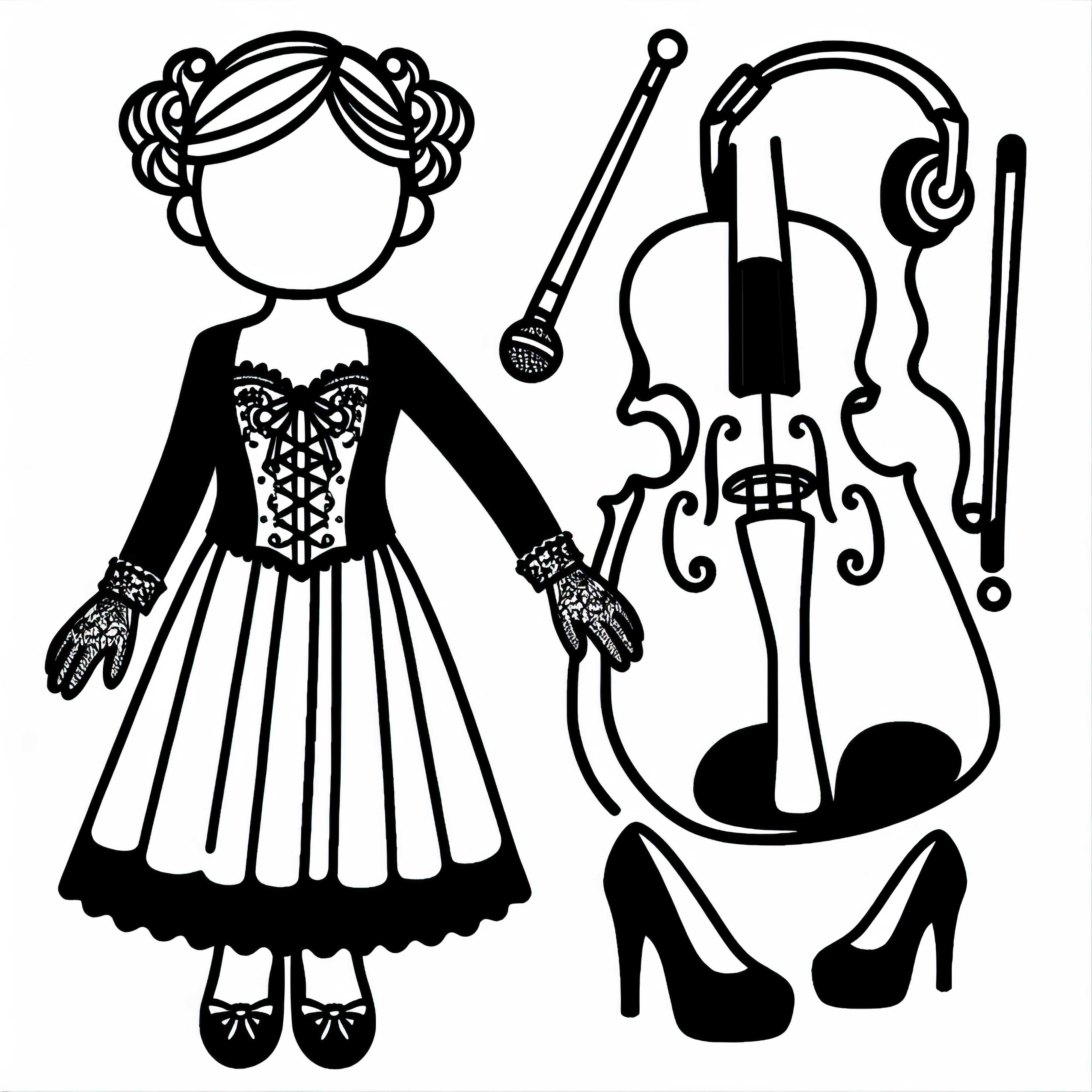 Ropa de concierto para mujer músico - Plantilla para colorear gratuita