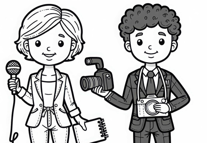 Dois repórteres desenho para colorir grátis