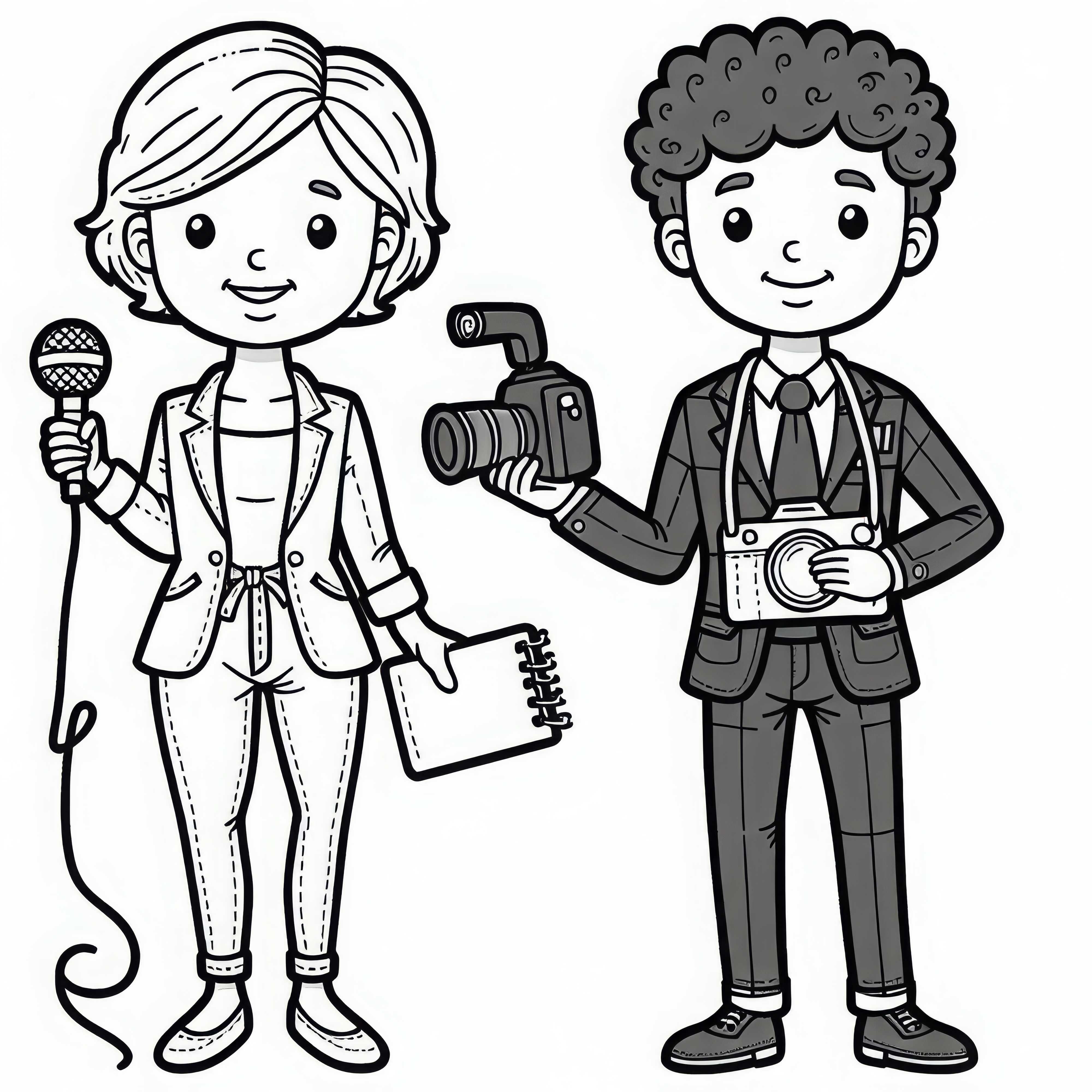 Dois repórteres desenho para colorir grátis