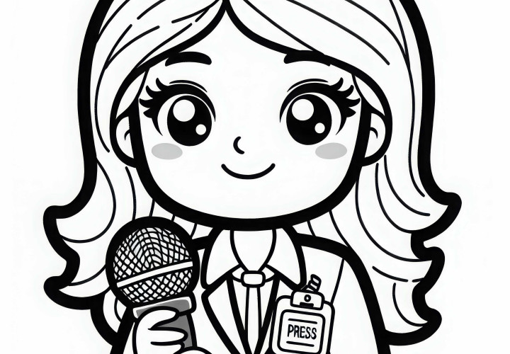 Desenho para colorir de uma repórter: Baixe de forma simples e gratuita Desenho para colorir de uma repórter: Baixe fácil e gratuitamente