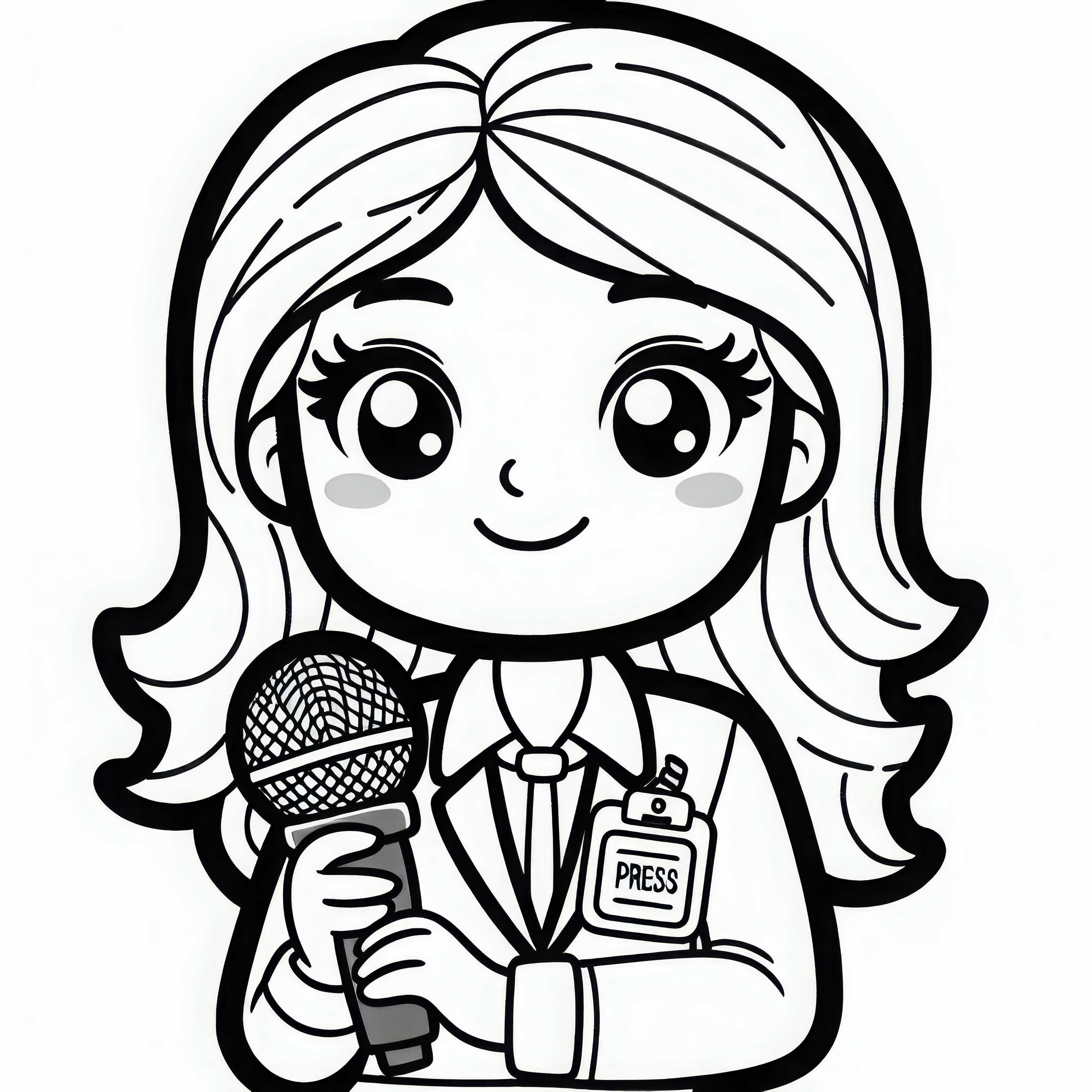 Desenho para colorir de uma repórter: Baixe de forma fácil e gratuita