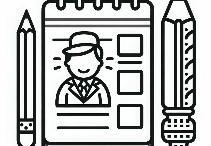 Bloco de notas para repórteres - Modelo de colorização simples grátis Bloco de notas para repórteres - Desenho para colorir grátis