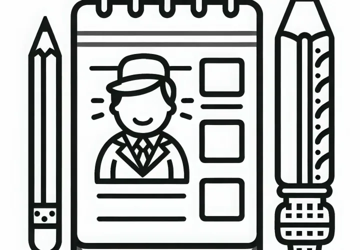 Notizblock für Reporter – Malvorlage einfach gratis