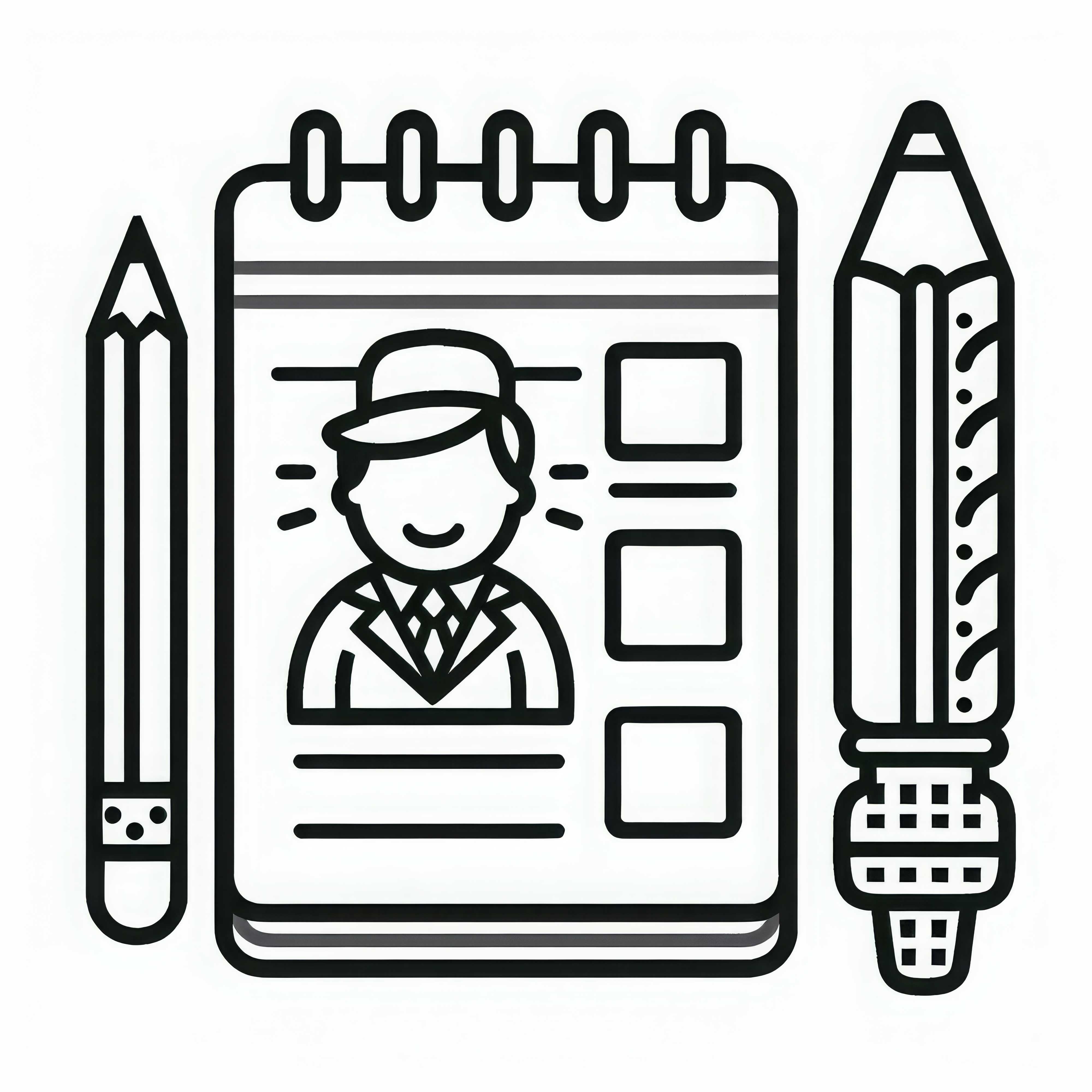 Bloco de notas para repórteres - modelo de desenho grátis e simples