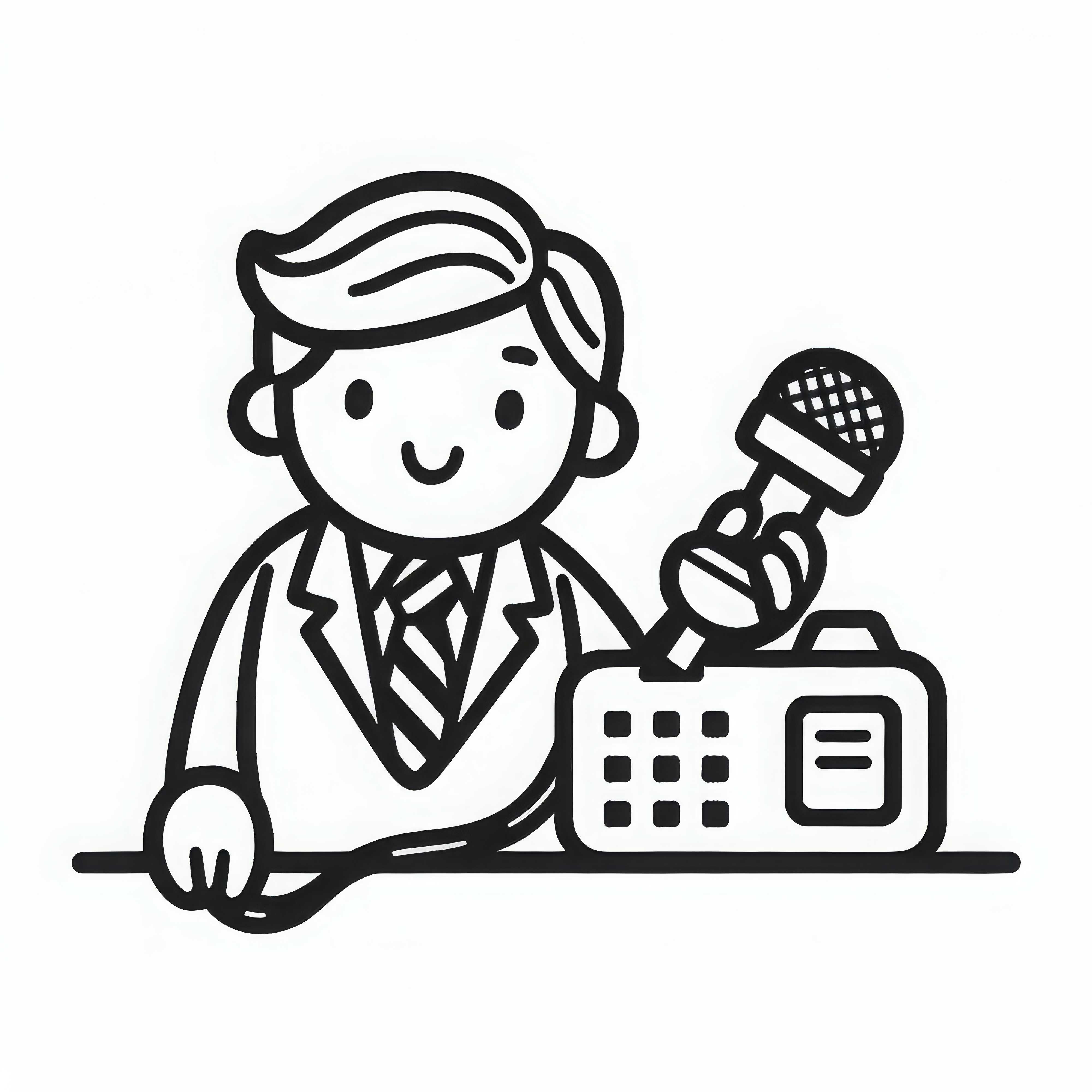 Repórter faz entrevista - Desenho para colorir simples e gratuito