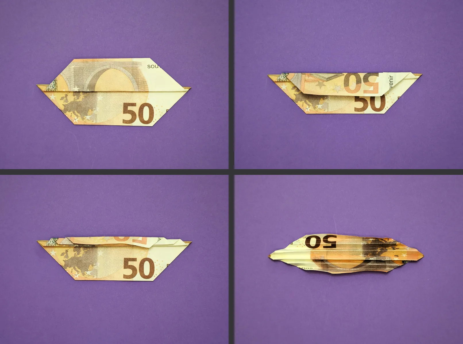 お金で折り紙で蝶々を折る:ステップ3