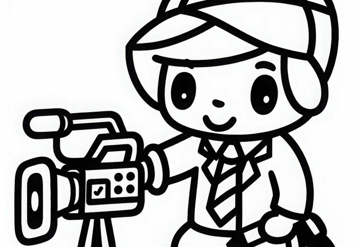 Câmera de vídeo para repórteres - Desenho para colorir simples e gratuito