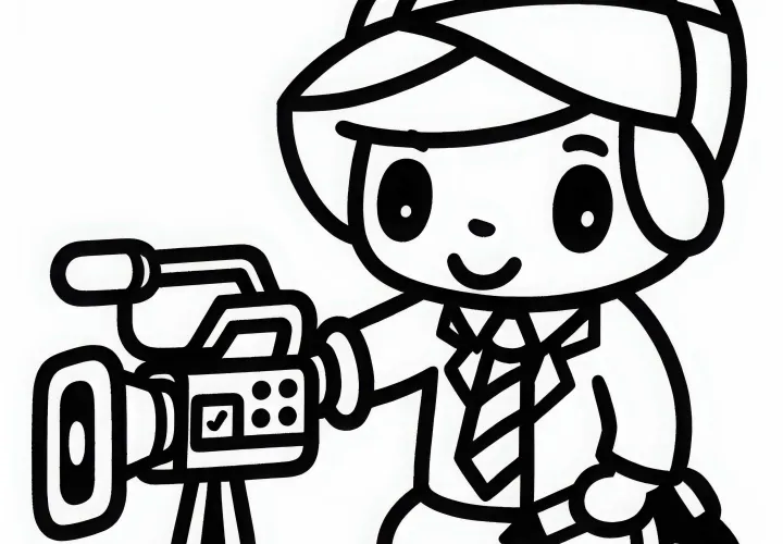 Videokamera für Reporter - Ausmalbild einfach kostenlos