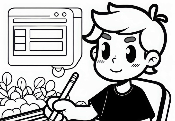 Entwickler gestaltet Grafiken mit Zeichenpad – Malvorlage gratis Entwickler gestaltet Grafiken mit Zeichenpad – Malvorlage gratis