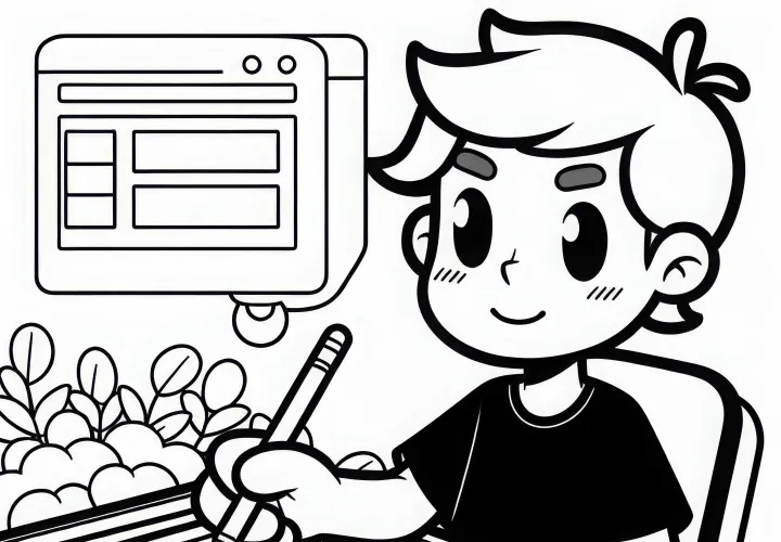 Entwickler gestaltet Grafiken mit Zeichenpad – Malvorlage gratis