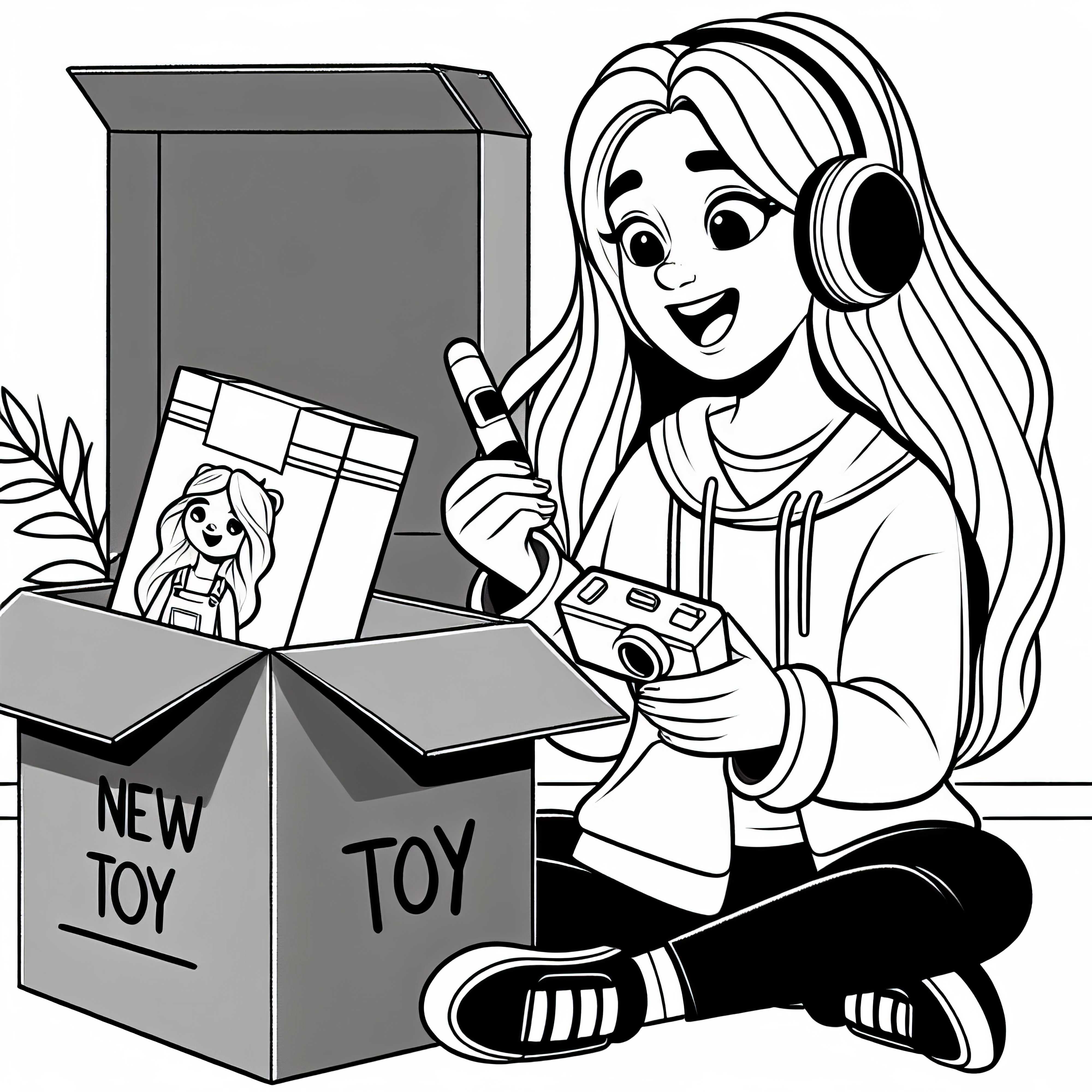 YouTuberが新しい商品を開封 - 無料の塗り絵テンプレート