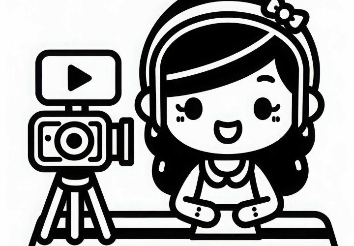 YouTuberがカメラの前でチュートリアルを提供 - 塗り絵が簡単に無料で手に入る YouTuberがカメラの前でチュートリアルを提供 - 無料の塗り絵テンプレート