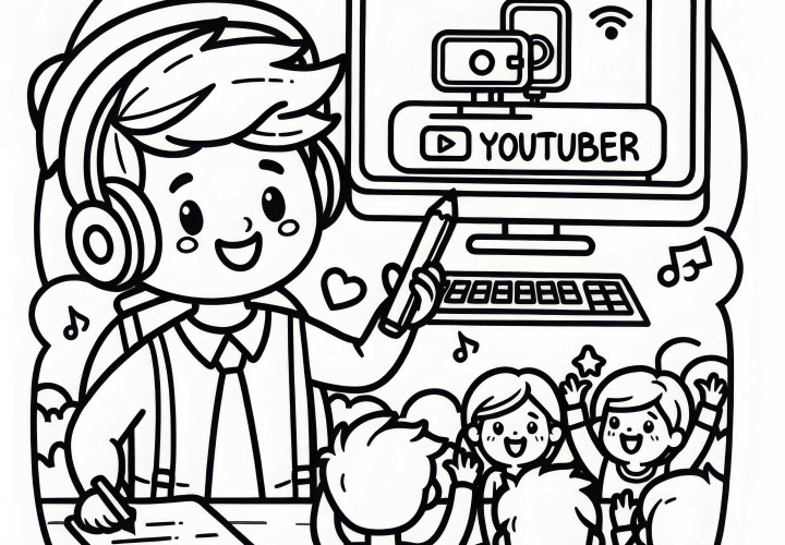 YouTuberが視聴者とライブでストリーミング - 無料の塗り絵 YouTuberが視聴者とライブストリーム – 無料の塗り絵