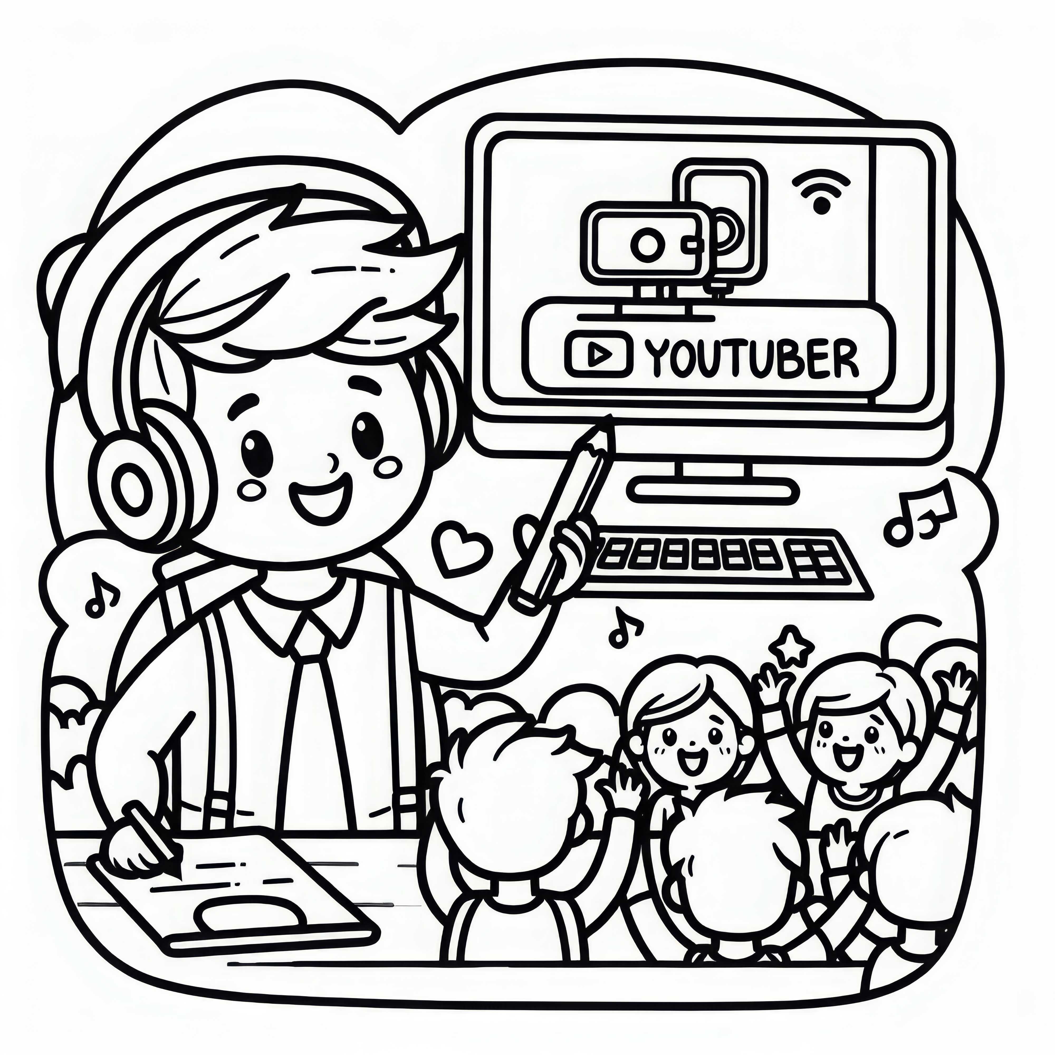 YouTuberが視聴者と共にライブ配信 - 無料の塗り絵