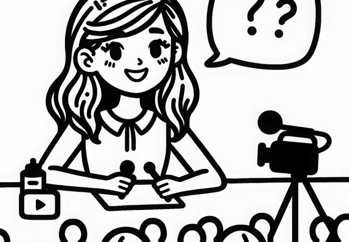 Youtuberin bei öffentlicher Fragerunde – Malvorlage einfach gratis